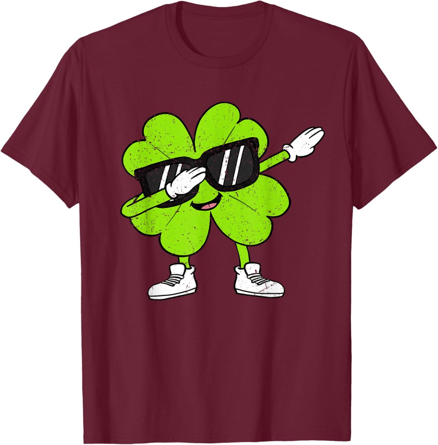 Boys St Patricks Day Toddler Lucky Dabbing Shamrock Clover T-Shirt - T-Shirt | Maroon
