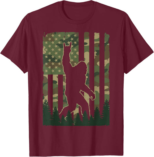 Bigfoot USA Flag T-Shirt - T-Shirt | Maroon