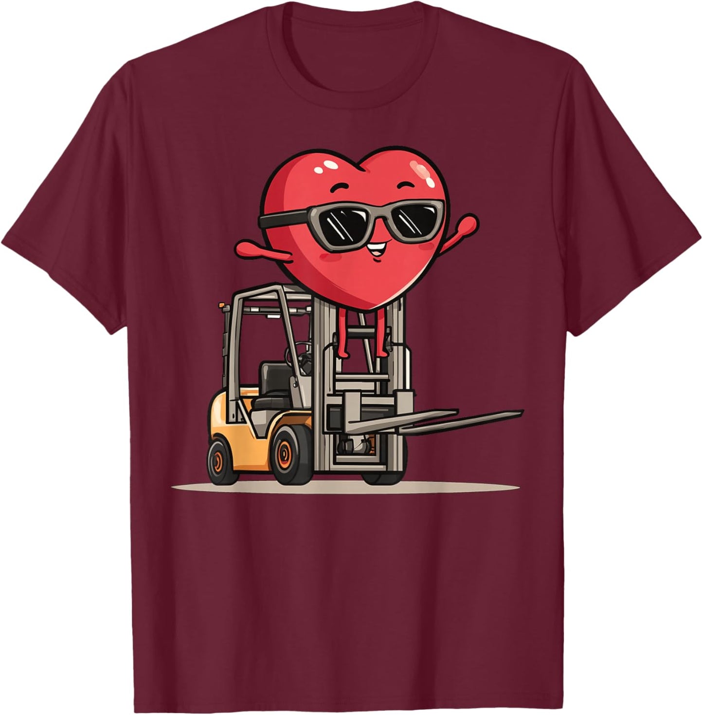 Forklift Operator Heart Forklift Driver Valentine's Day T-Shirt - T-Shirt | Maroon