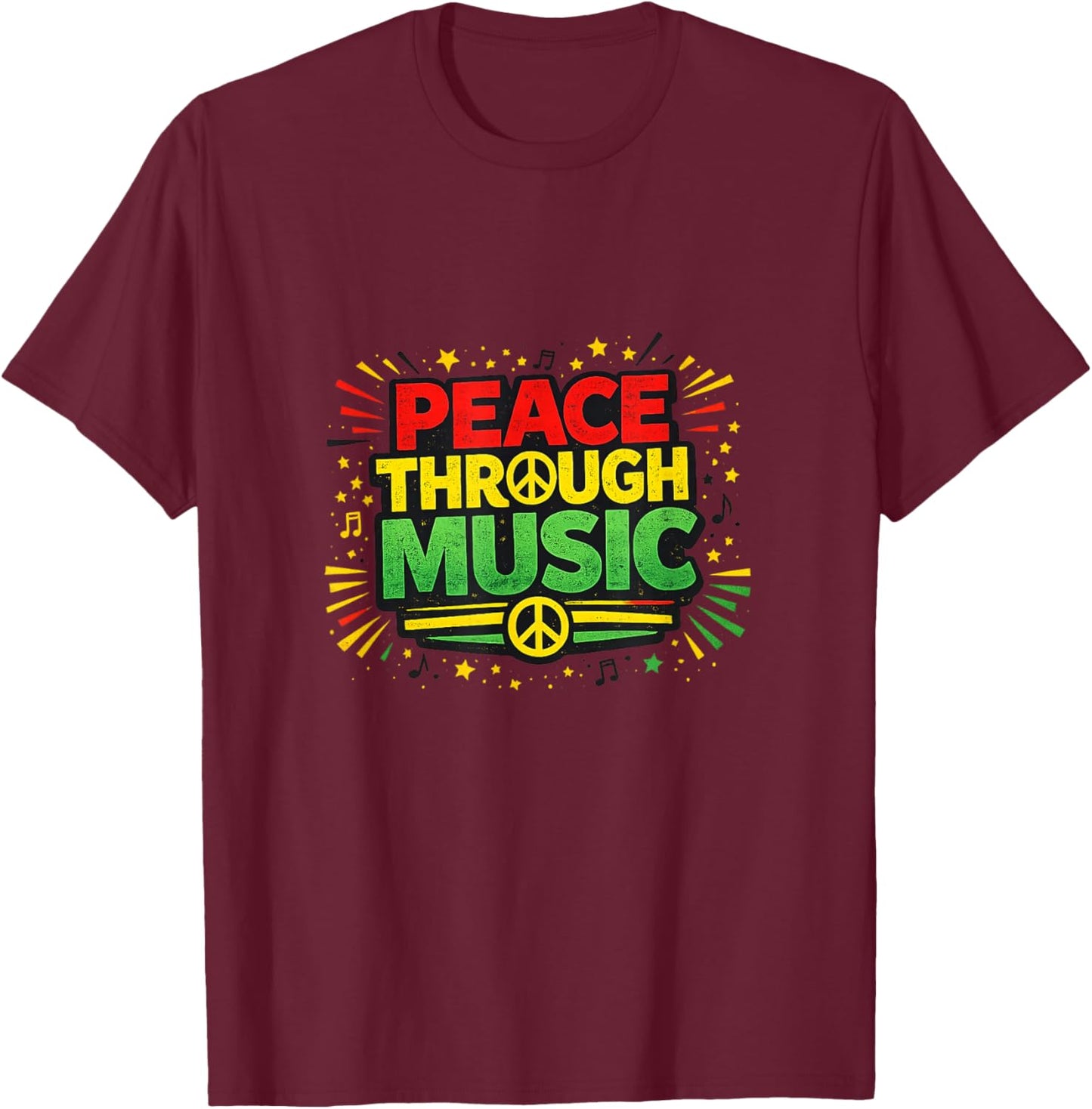 Playing for Change Peace Through Music T-Shirt - T-Shirt | Maroon