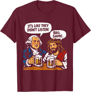 George Washington and Jesus T-Shirt - T-Shirt | Maroon