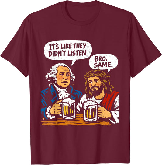 George Washington and Jesus T-Shirt - T-Shirt | Maroon