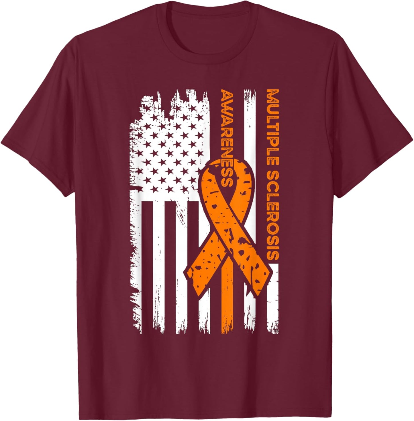 MS Multiple Sclerosis Awareness Flag T-Shirt - T-Shirt | Maroon