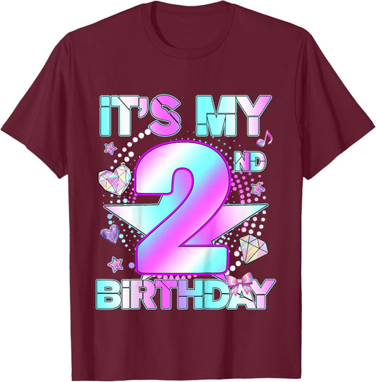 2 Years Old Birthday Kpop Kids Toddler 2nd Birthday Girl T-Shirt - T-Shirt | Maroon