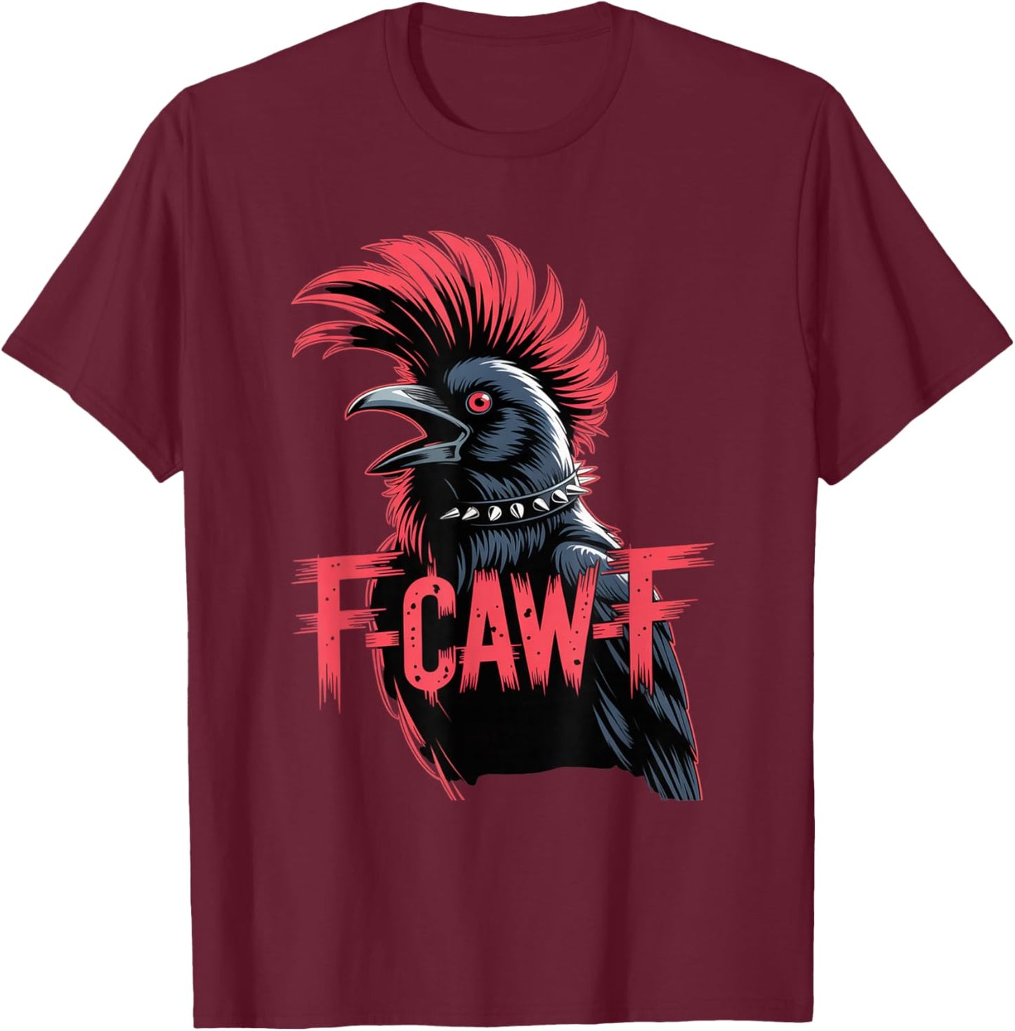 F-Caw-F Crow Funny Gothic Moon Black Bird Halloween T-Shirt - T-Shirt | Maroon