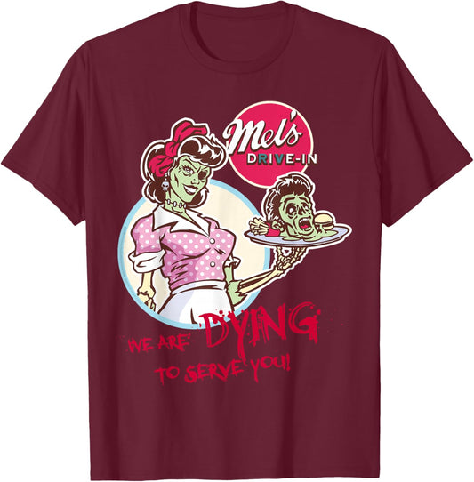 Halloween Horror Nights Mel’s Zombie Diner Front & Back T-Shirt - T-Shirt | Maroon