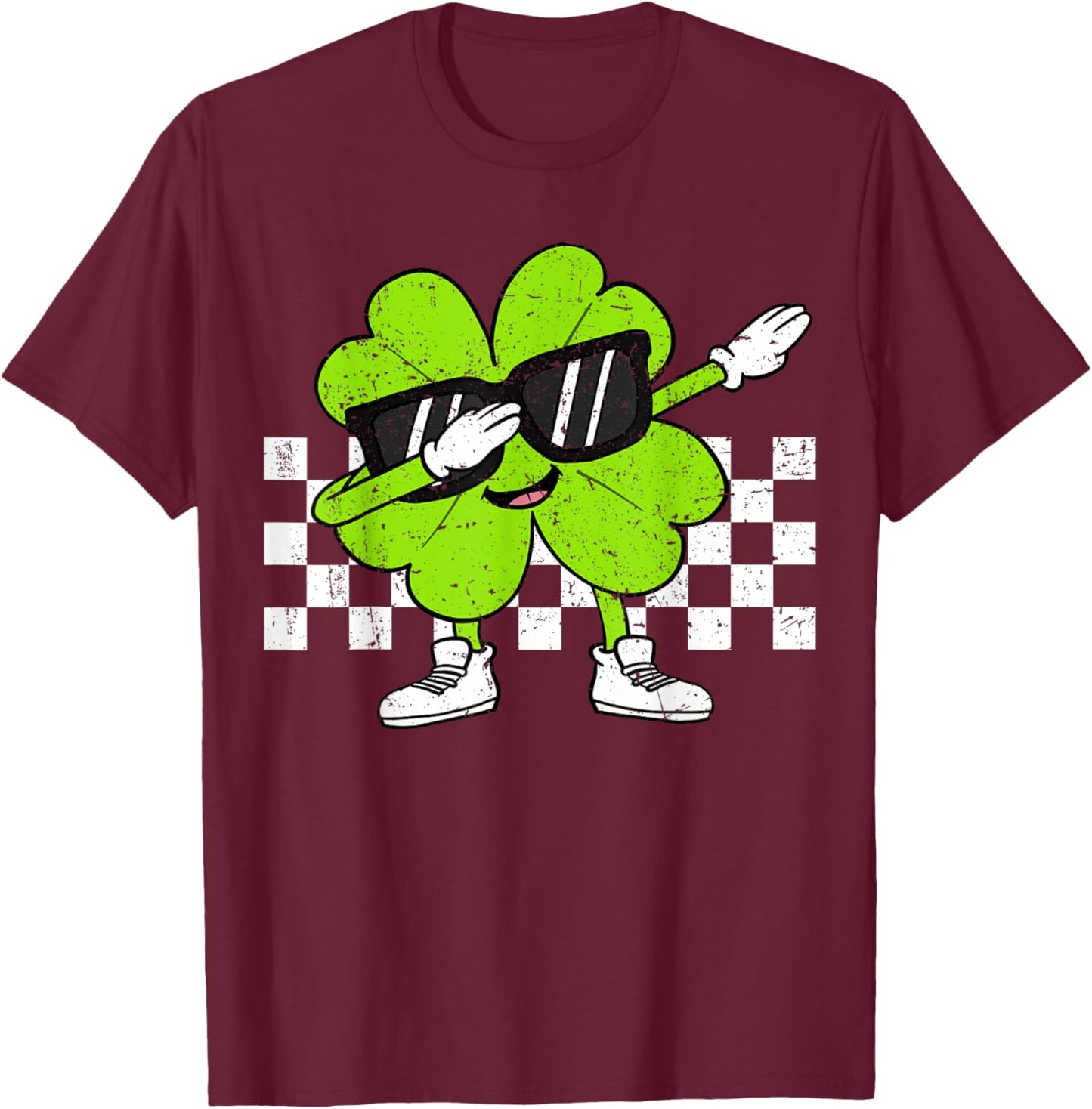 Boys St Patricks Day Toddler Lucky Dabbing Shamrock Clover T-Shirt - T-Shirt | Maroon