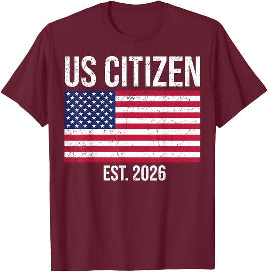 US Citizenship 2026 Decoration USA New American Citizen T-Shirt - T-Shirt | Maroon