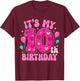 10 Year Old Pink Coquette Bow It's My 10th Birthday Girl T-Shirt - T-Shirt | Maroon
