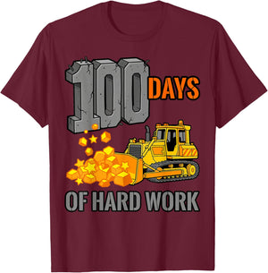 100 Days of School Construction T-Shirt - T-Shirt | Maroon
