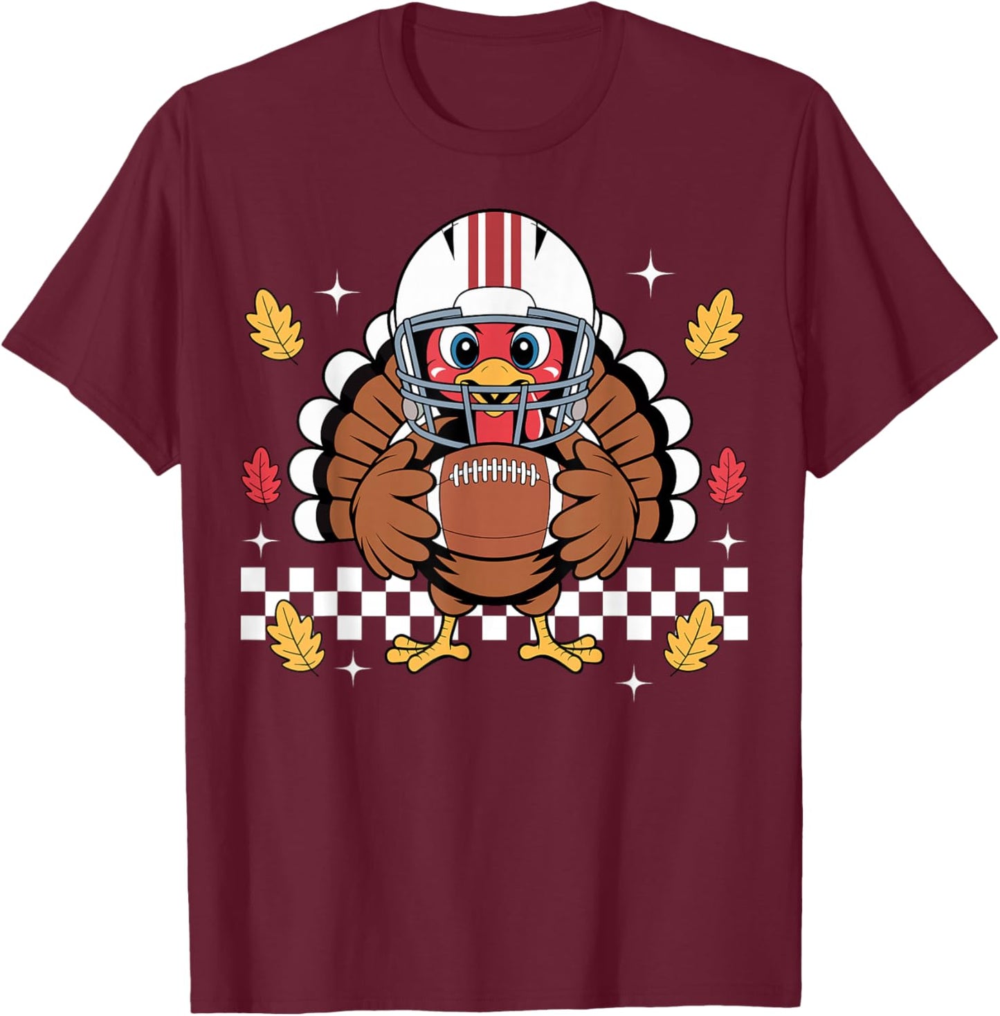 Retro Thanksgiving Turkey Football Toddler Boys Kids T-Shirt - T-Shirt | Maroon
