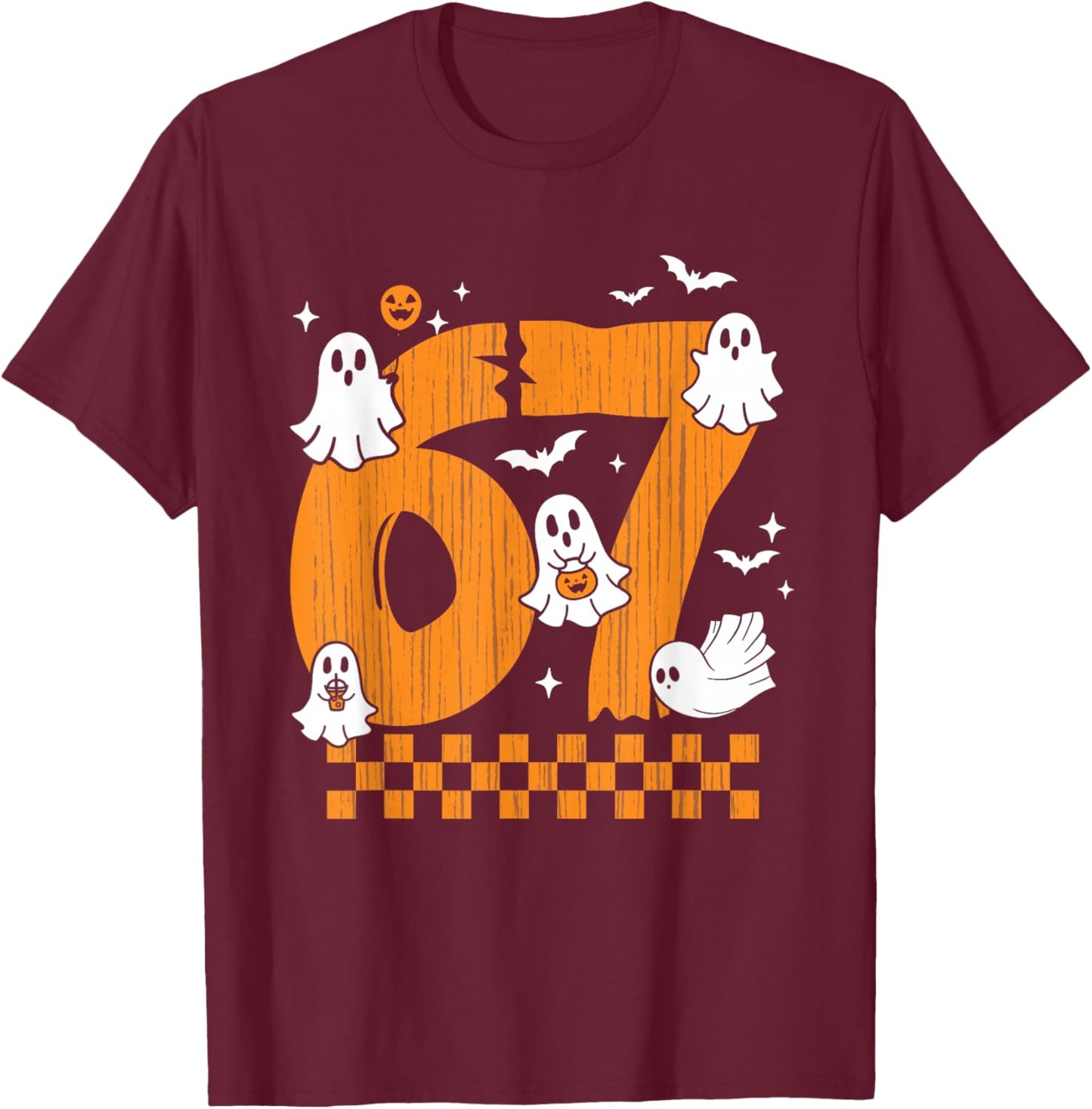Six Seven 6 7 Meme 6 7 Halloween Costume Couple T-Shirt - T-Shirt | Maroon