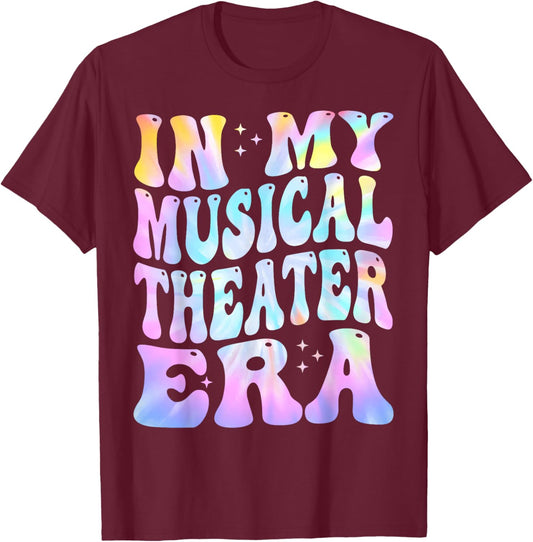 in My Musical Theater Era Retro Groovy T-Shirt - T-Shirt | Maroon