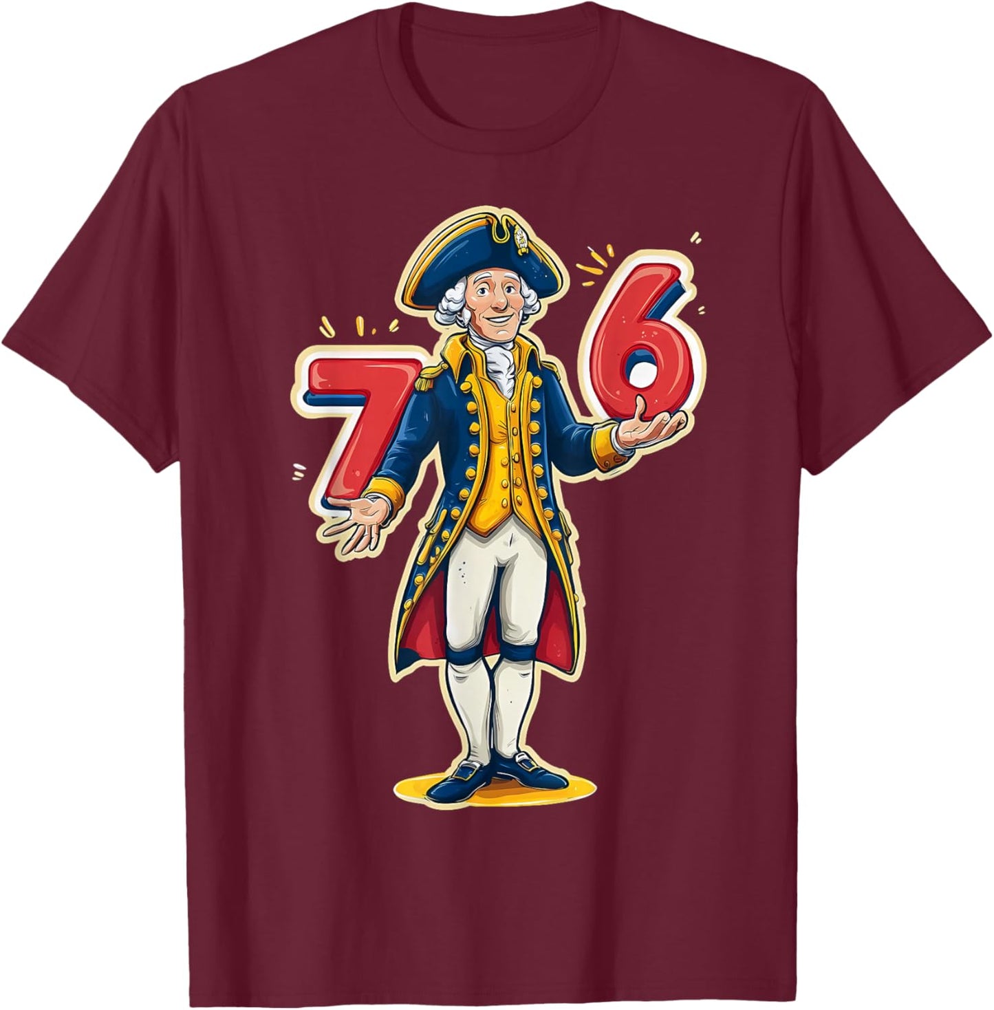 6-7 7-6 George Washington Shirt Six Seven American Design T-Shirt - T-Shirt | Maroon