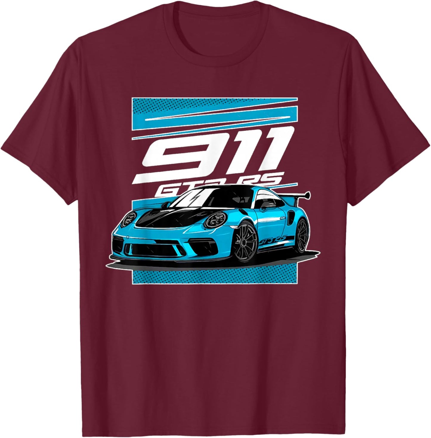 911 GT3 RS Supercar Racing Sports Classic Vintage Old Car T-Shirt - T-Shirt | Maroon