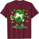 Soccer St Patricks Day Boys Kids Drip Sport Green Shamrock T-Shirt - T-Shirt | Maroon