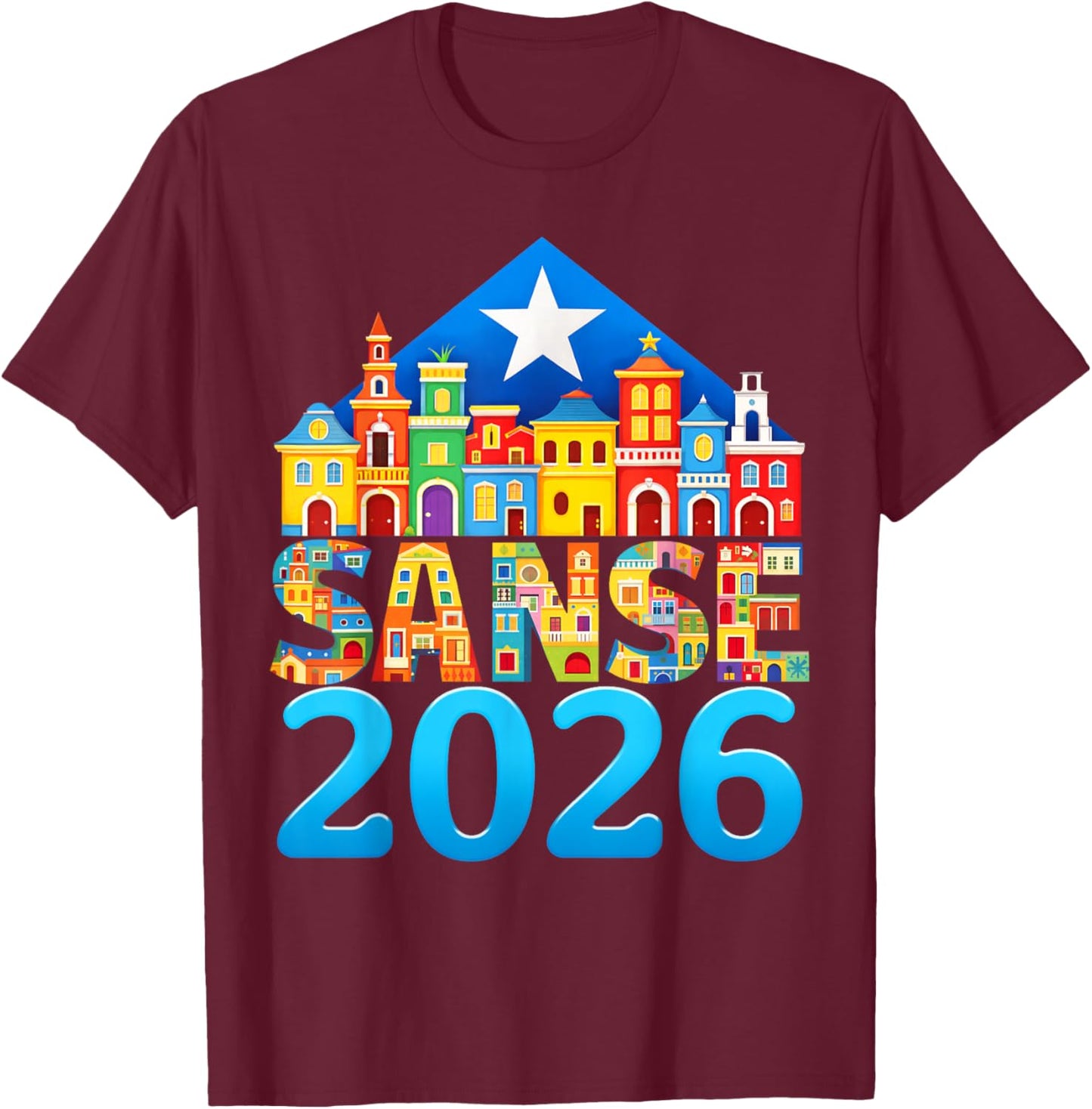Balcones De Cora Sanse 2026 San Juan Festival San Sebastian T-Shirt - T-Shirt | Maroon