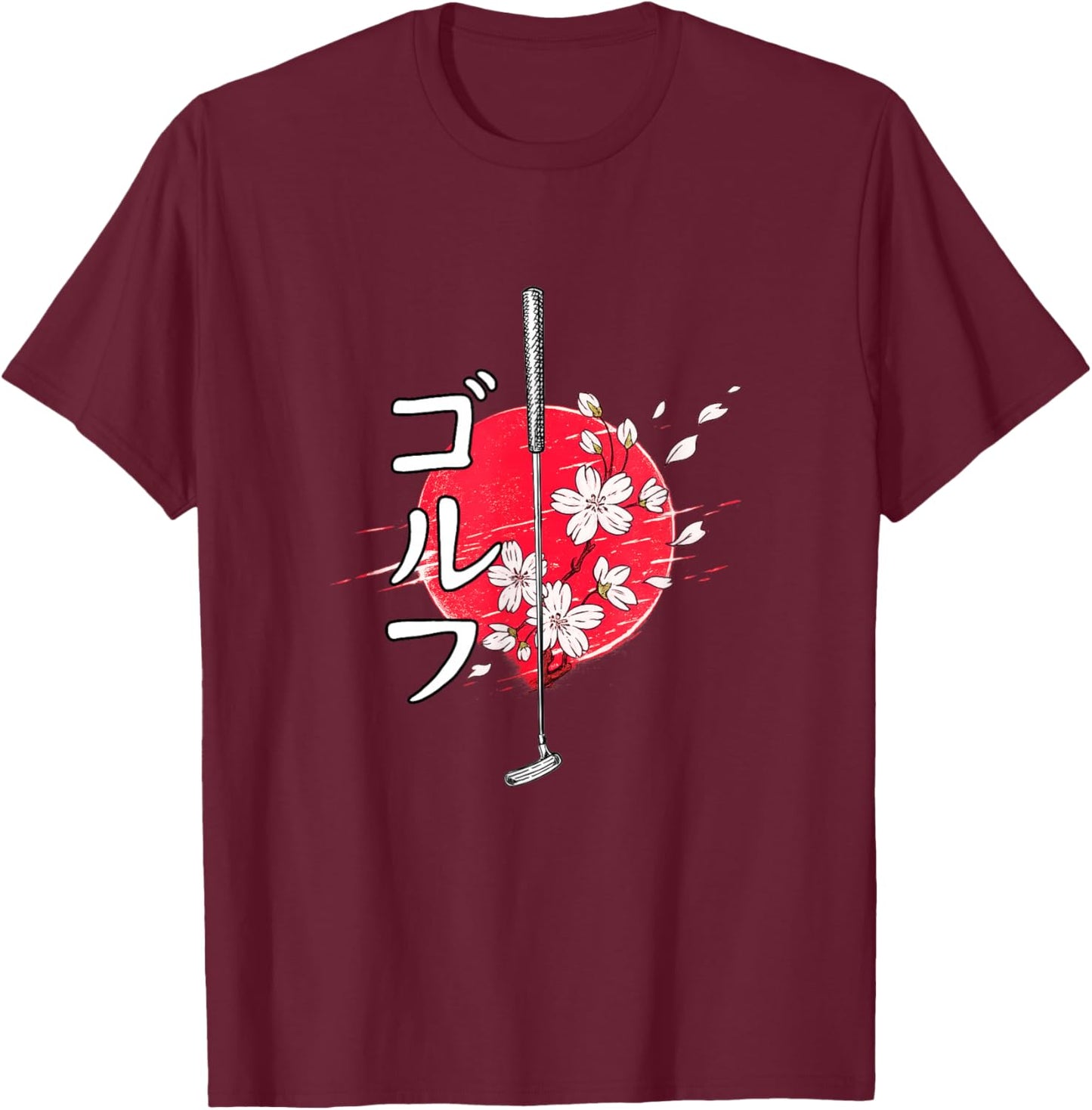 Golf Japanese Blossom Golf Samurai T-Shirt - T-Shirt | Maroon