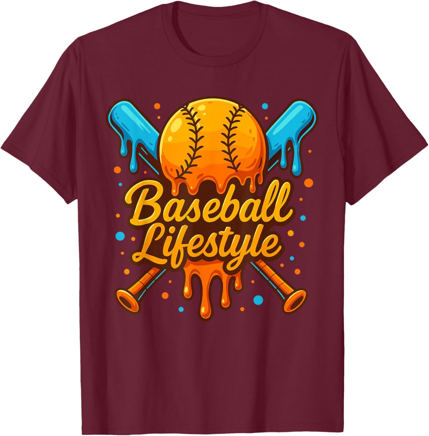 Baseball Drip Outfit Boys, Ice Cream Drip Baseball Lifestyle T-Shirt - T-Shirt | Maroon