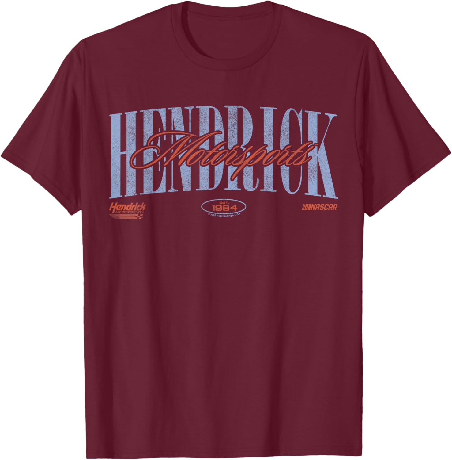 Hendrick Motorsports Est. 1984 Classic Bold and Cursive Text T-Shirt - T-Shirt | Maroon
