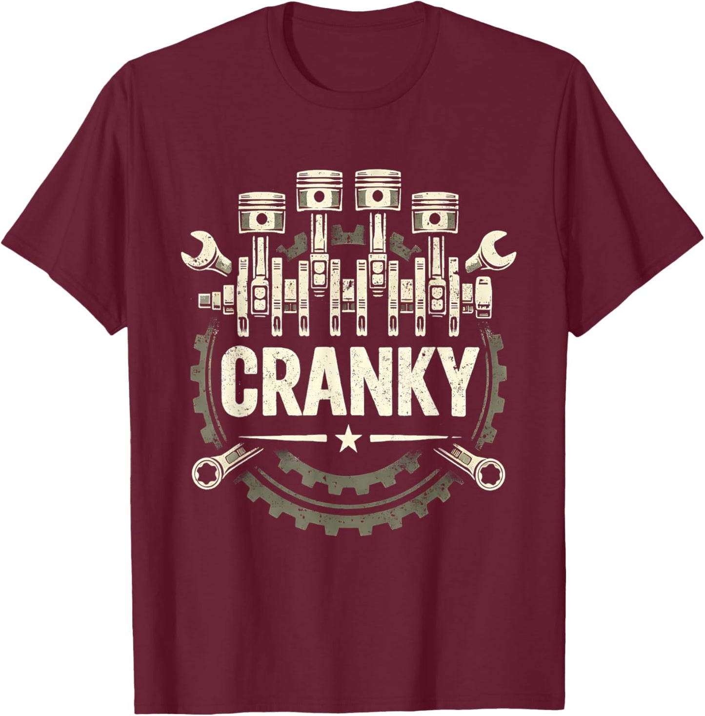 Cranky Car Engine Crankshaft Cars Lover Mechanics T-Shirt - T-Shirt | Maroon
