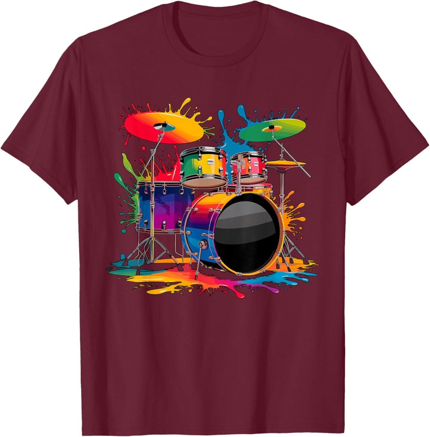 Drumset Soft Colors Drummer Drums T-Shirt - T-Shirt | Maroon