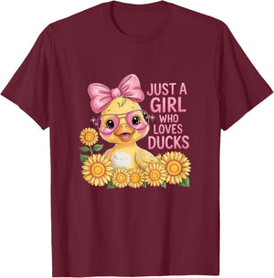 Just A Girl Who Loves Ducks Cute Duck T-Shirt - T-Shirt | Maroon