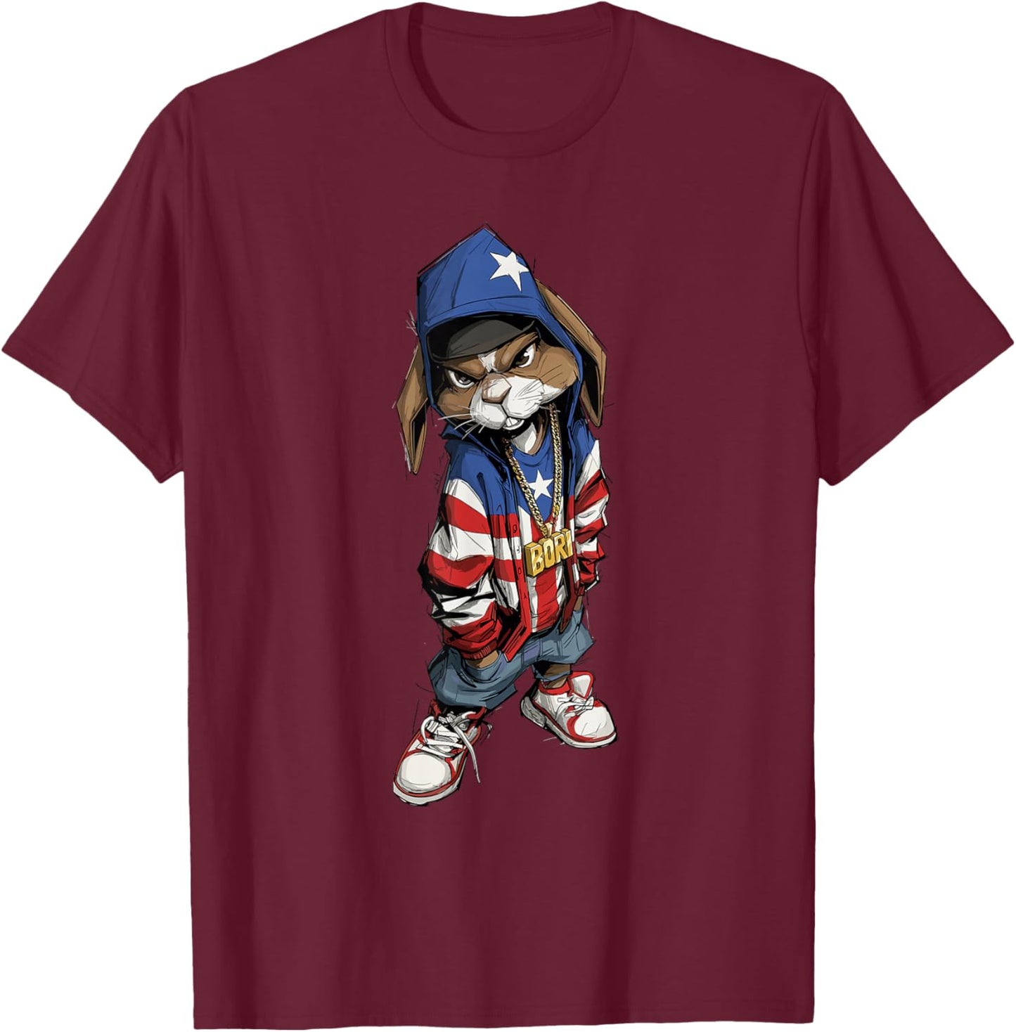 Coquí Frog Puerto Rico Proud Boricua Bunny Coqui Frog T-Shirt - T-Shirt | Maroon