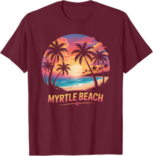 Cute Myrtle Beach Vacation Surfer Trip Family All Girls Team T-Shirt - T-Shirt | Maroon
