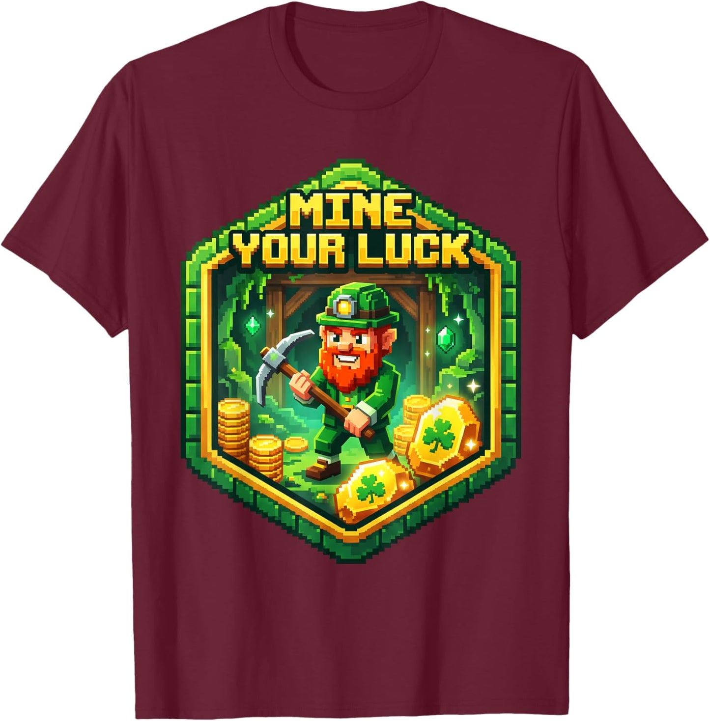 Kid St Patricks Day Shirt Video Games Funny St Patty Boy Men T-Shirt - T-Shirt | Maroon