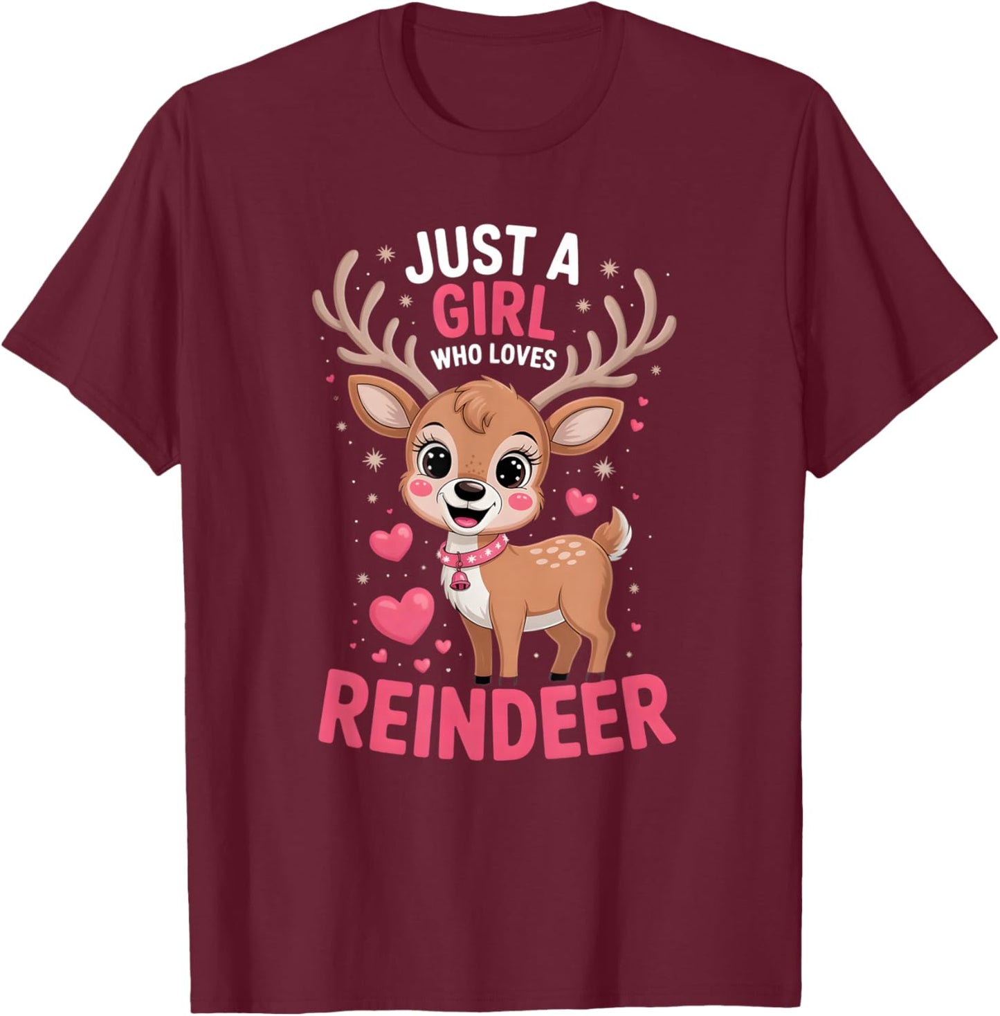Girls Reindeer T-Shirt - T-Shirt | Maroon