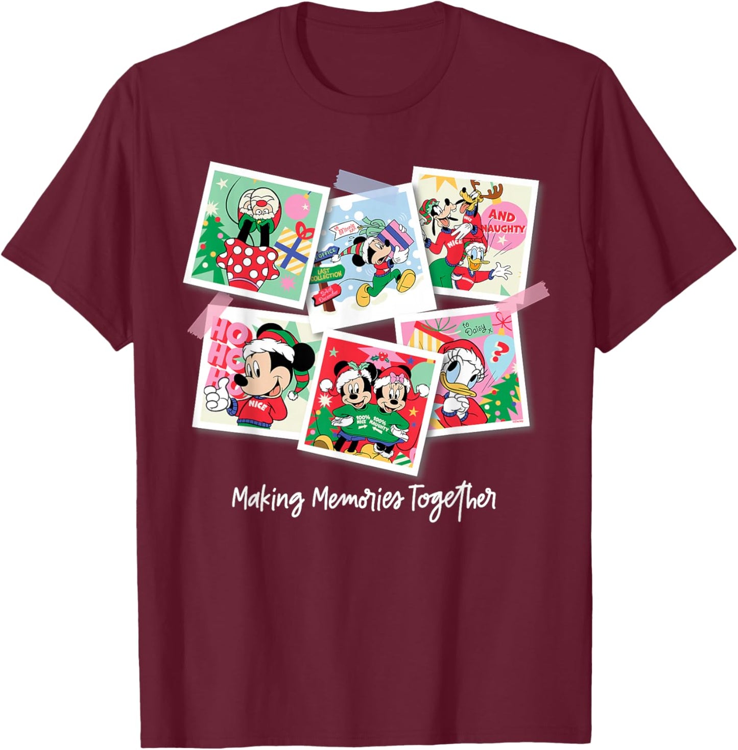 Disney Mickey & Friends Making Memories Together Christmas T-Shirt - T-Shirt | Maroon