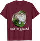 Wait I'm Goated Watermelon Cat Brainrot Silly Staring Cat T-Shirt - T-Shirt | Maroon