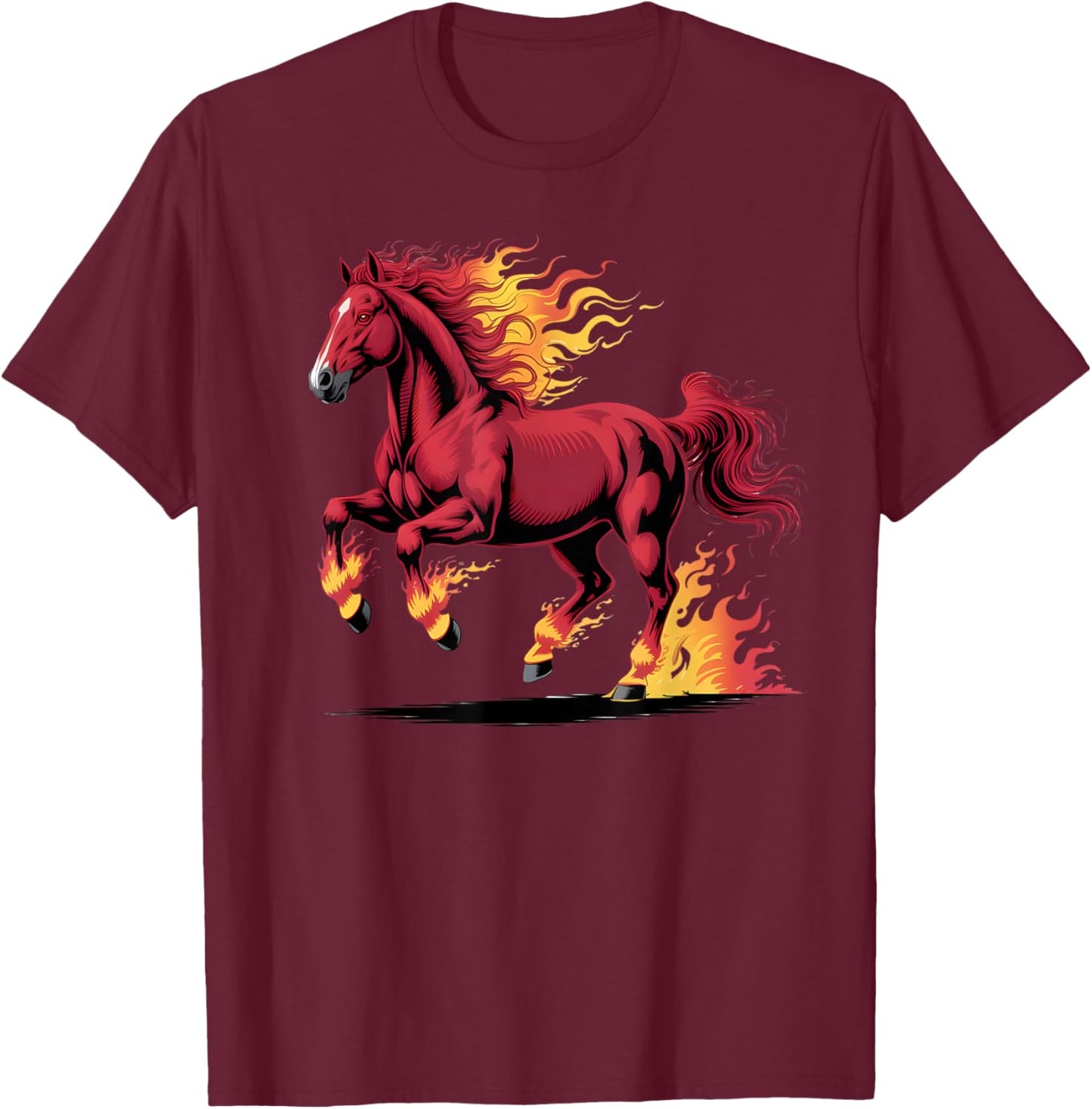 Flaming Horse Chinese Zodiac 2026 Celebration T-Shirt - T-Shirt | Maroon