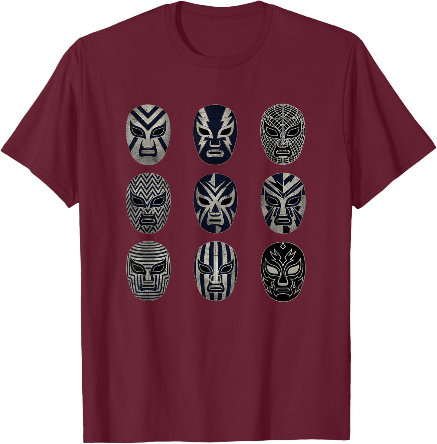 Cool Lucha Libre Luchador Wrestlers Masks Wrestling Fan T-Shirt - T-Shirt | Maroon