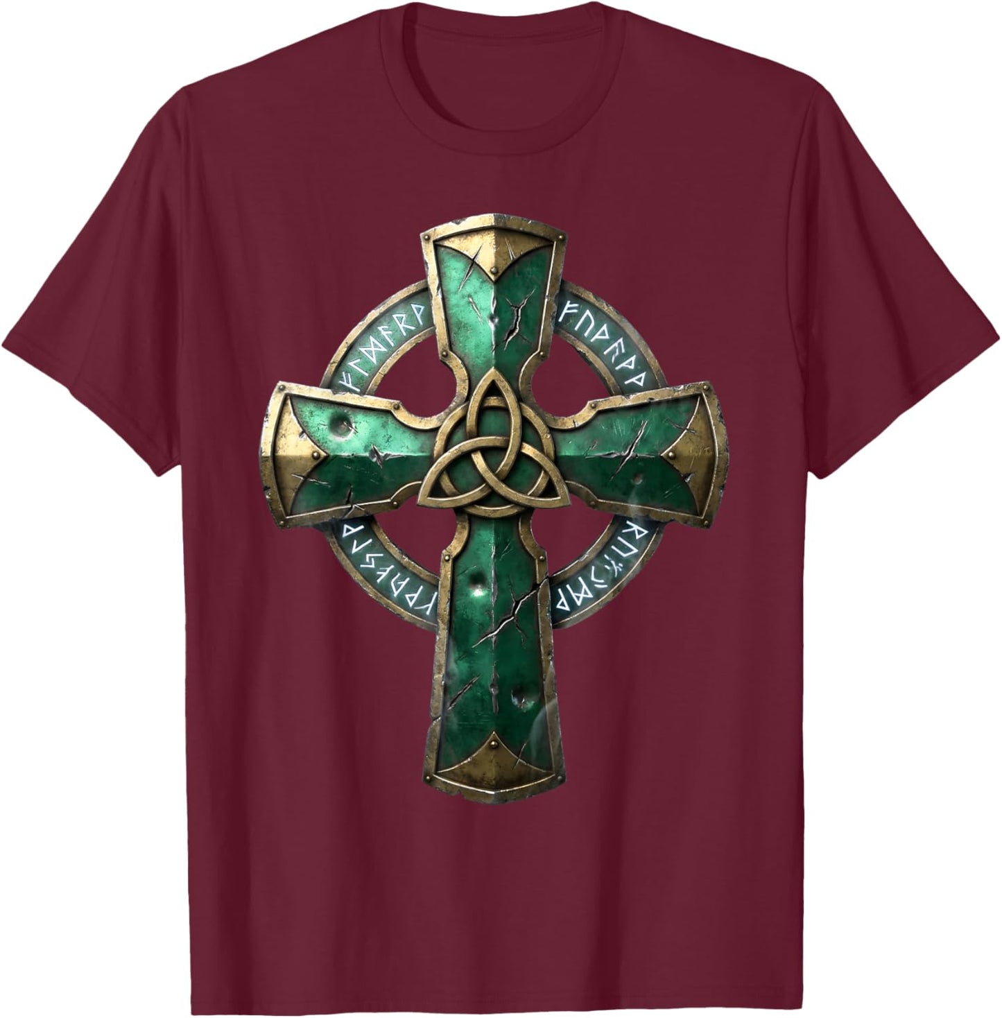 Ancient Celtic Cross Runes Irish Heritage Gear T-Shirt - T-Shirt | Maroon