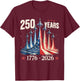 250 Years 1776-2026 Fighter Jets USA Flag 250th Birthday T-Shirt - T-Shirt | Maroon