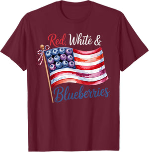 Red, White and Blueberries Women Men T-Shirt - T-Shirt | Maroon