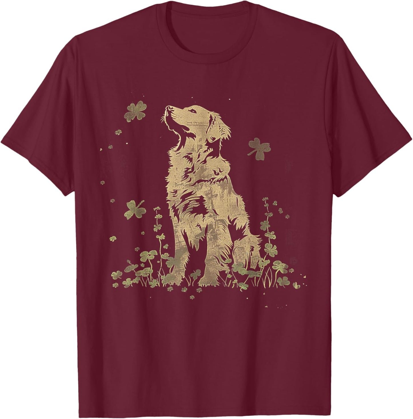 Golden Retriever - Saint Paddys Shamrock St. Patrick's Day T-Shirt - T-Shirt | Maroon