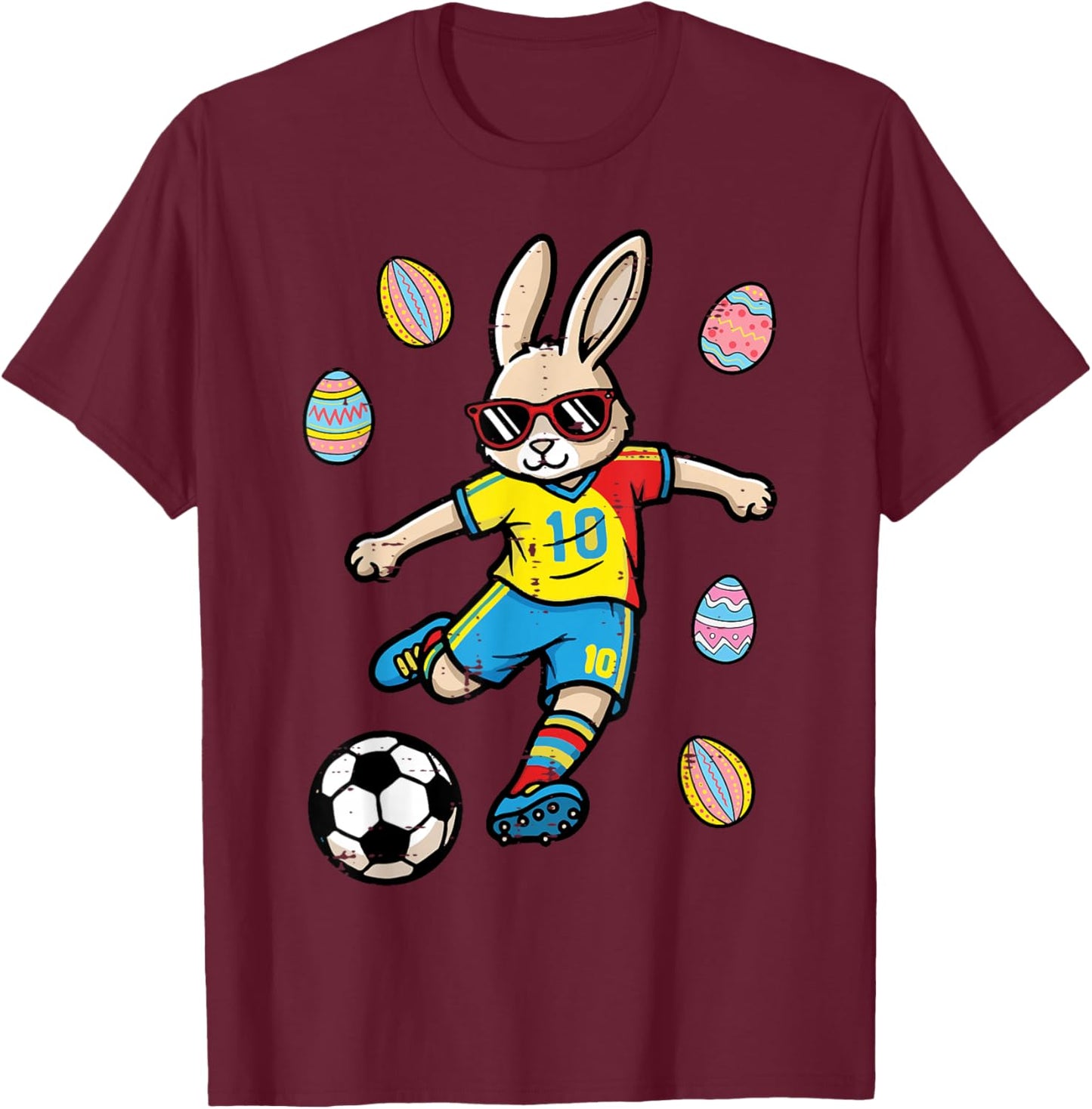 Easter Bunny Soccer Kick Rabbit Football Boys Kids Youth Men T-Shirt - T-Shirt | Maroon