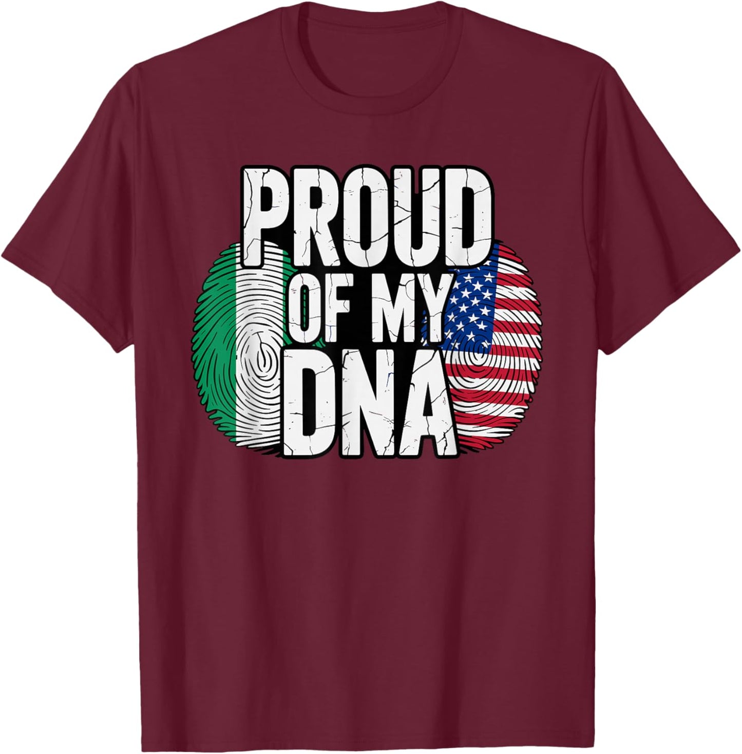 Proud of My DNA Half American Nigerian Roots Nigeria USA T-Shirt - T-Shirt | Maroon
