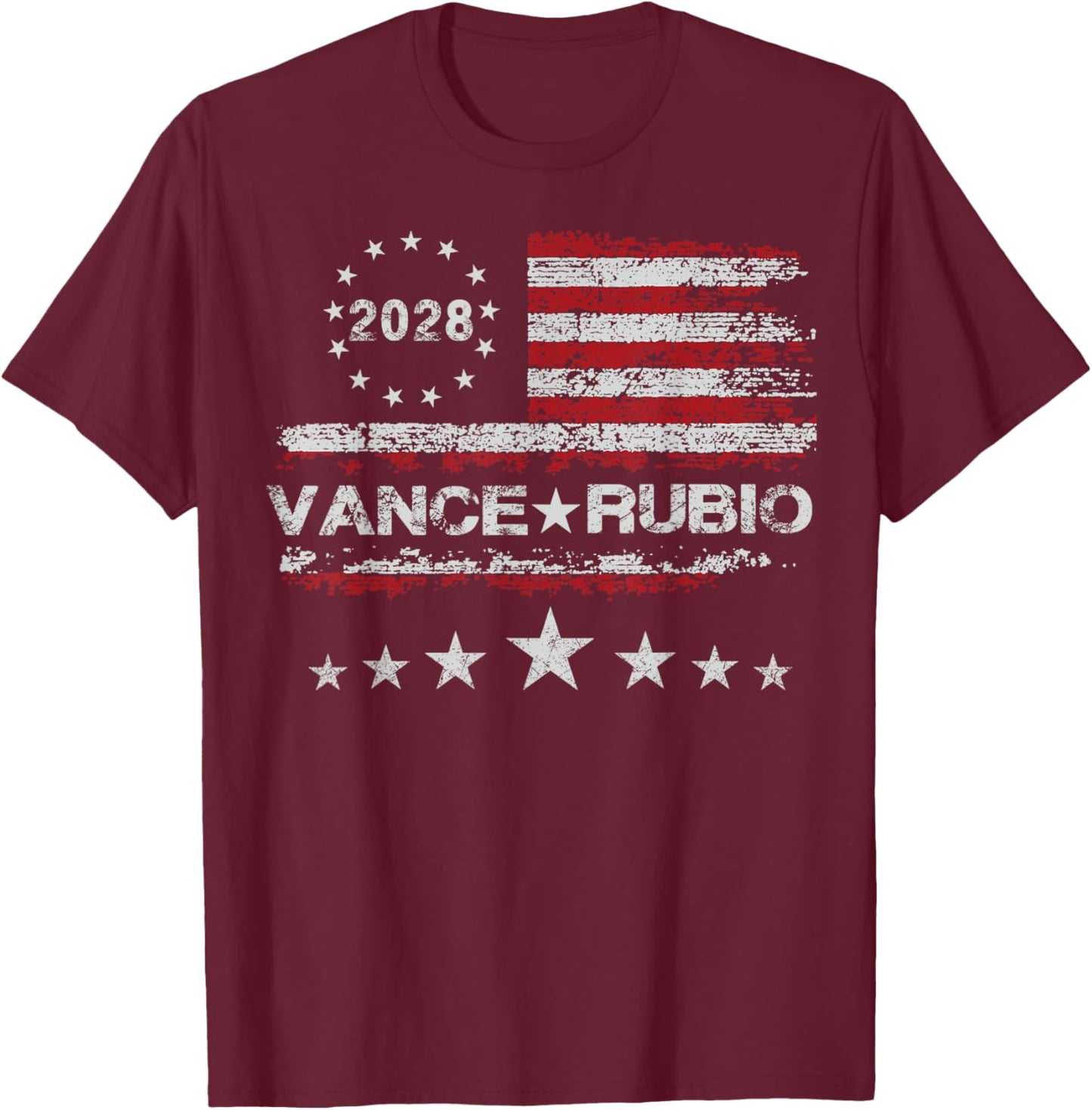 Vance Rubio 2028 President JD Vance Vice Marco Rubio Flag T-Shirt - T-Shirt | Maroon