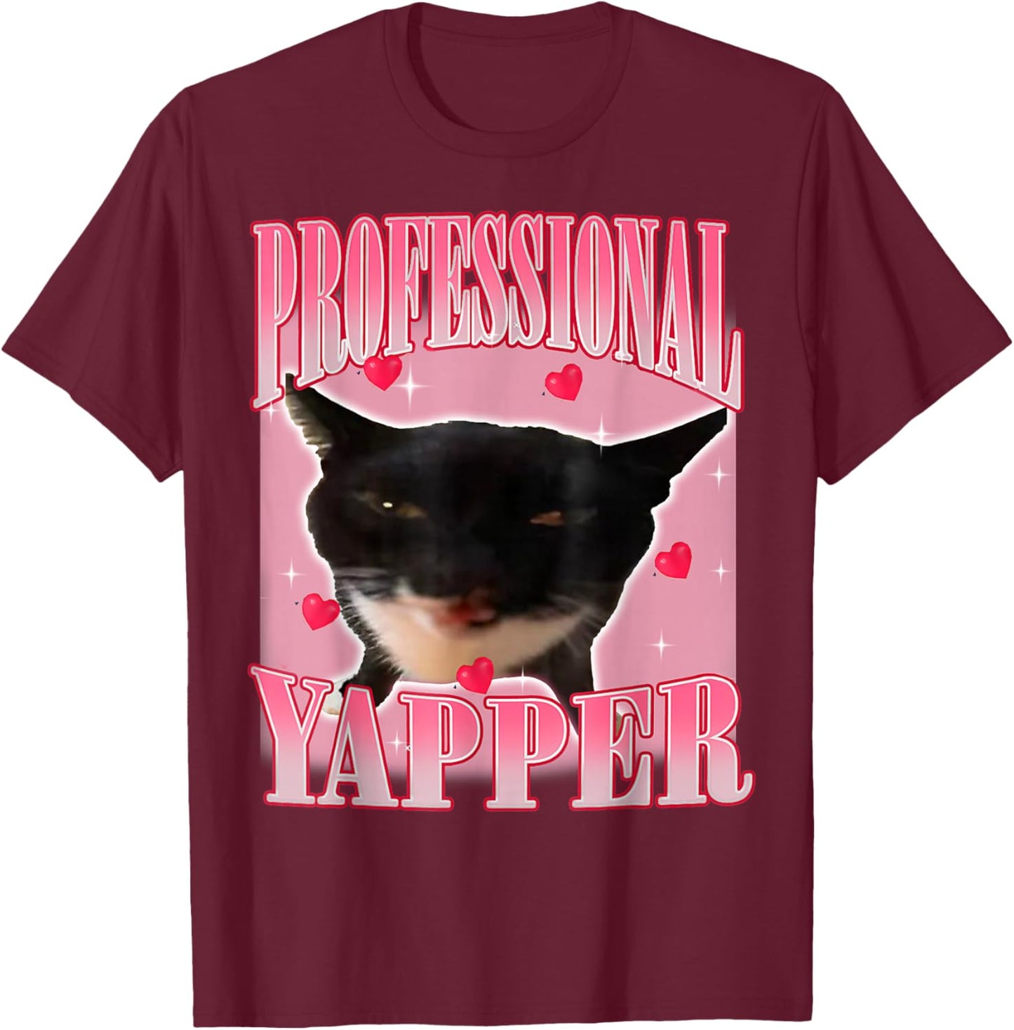 Professional Yapper Cat Funny Oddly Specific Dank Meme T-Shirt - T-Shirt | Maroon