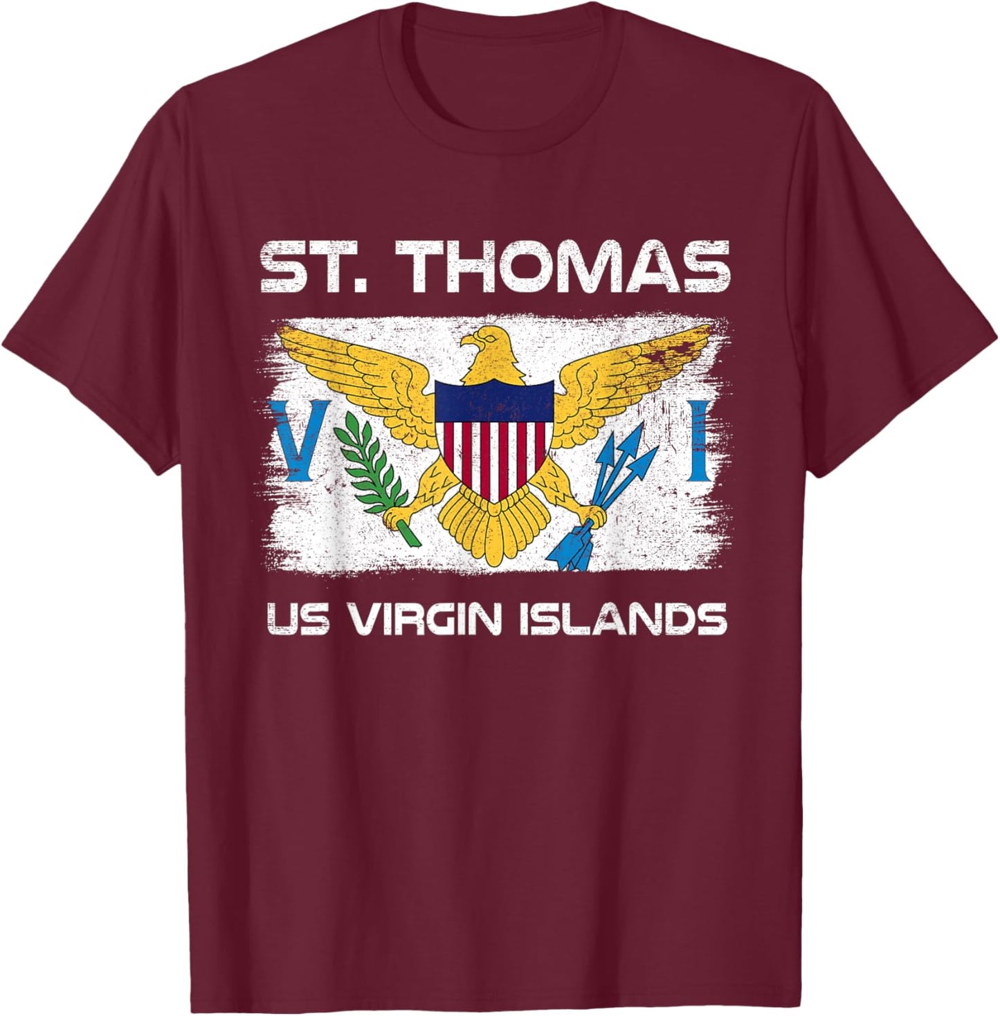 St. Thomas USVI Flag Design USVI Flag T-Shirt - T-Shirt | Maroon