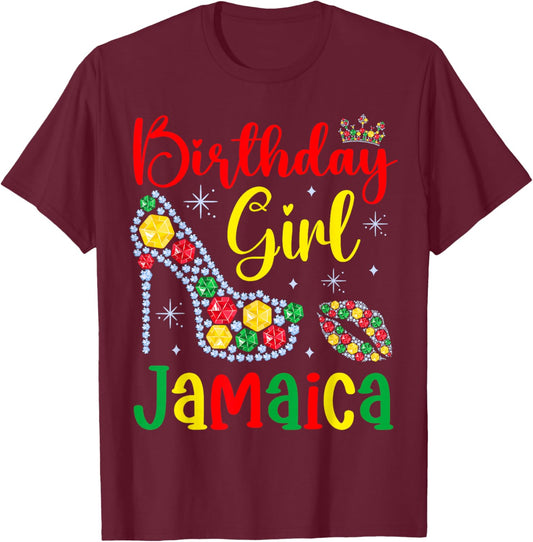 Jamaica Birthday Girl Bday Party Crew Jamaican Women Girls T-Shirt - T-Shirt | Maroon