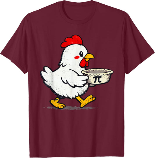 Chicken Pot Pie Funny Pi Day T-Shirt - T-Shirt | Maroon
