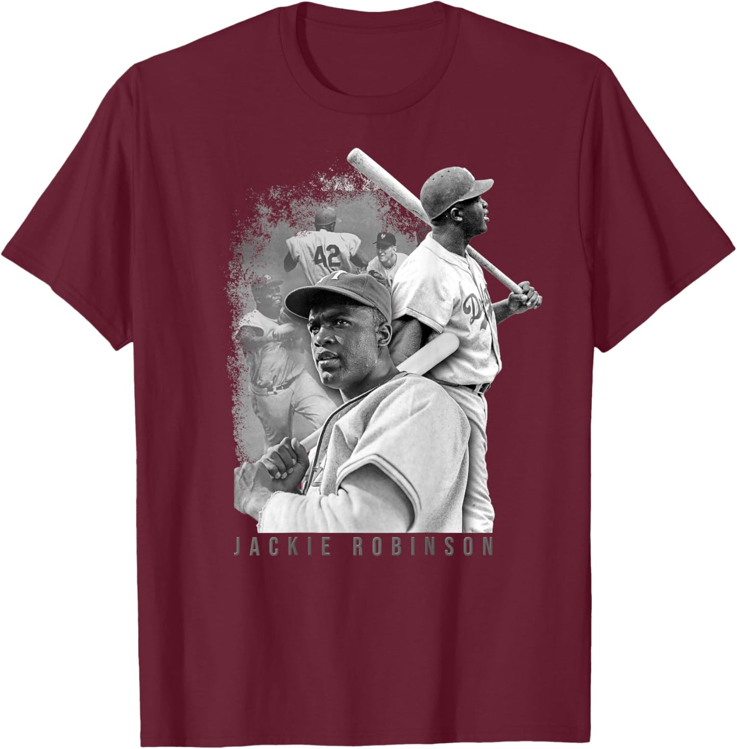 Jackie Robinson_002_Back Printed T-Shirt - T-Shirt | Maroon