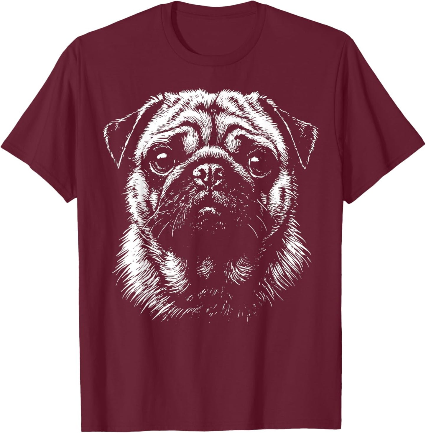 Pug Illustration T-Shirt - T-Shirt | Maroon