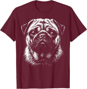 Pug Illustration T-Shirt - T-Shirt | Maroon