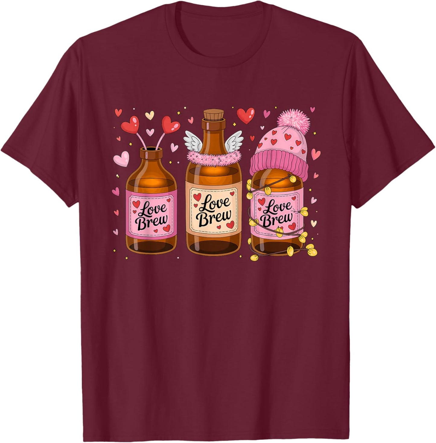 Funny Valentine Beer Design T-Shirt - T-Shirt | Maroon